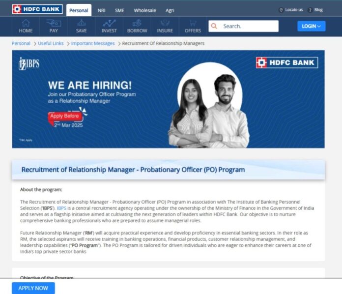 HDFC Bank Recruitment 2025 | Apply Link –Click Here