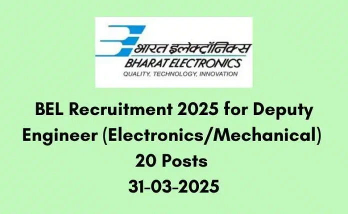Bharat Electronics Deputy Engineer Recruitment 2025 | Apply Online –BE/B.Tech