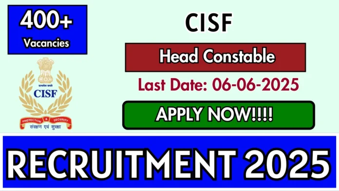 CISF Head Constable Recruitment 2025 | Apply for 403 Posts under Sports Quota