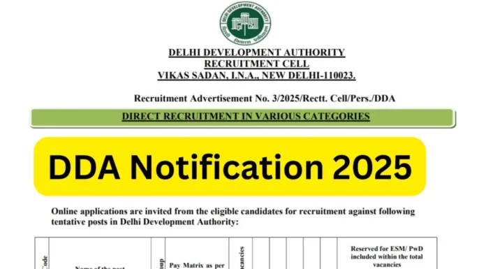 Delhi Development Authority Recruitment 2025 | Multiple Vacancies Announced