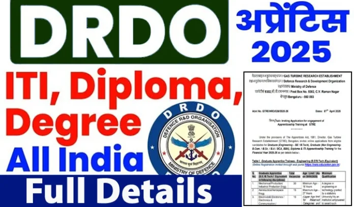 DRDO GTRE Apprenticeship Training Programme 2025–26 | Provisional Shortlist Announced for Graduate Engineering Trainees