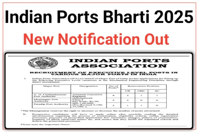 Indian Ports Association Recruitment 2025 | Executive-Level Vacancies at Syama Prasad Mookerjee Port, Kolkata