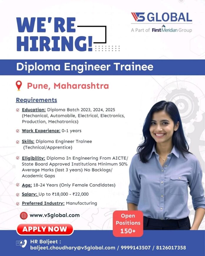 V5 Global Recruitment 2025 | Diploma Engineer Trainee Vacancy in Pune – Apply Now