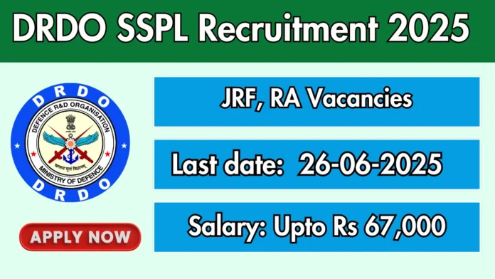 DRDO SSPL Research Associate Recruitment 2025 | Apply Now