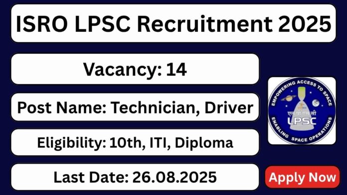ISRO LPSC Technical Assistant Recruitment 2025 | Apply Online