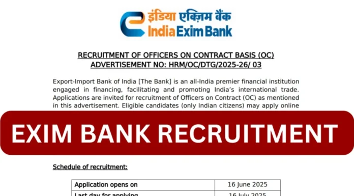 India Exim Bank Recruitment 2025 | Apply Online for Officers on Contract Basis