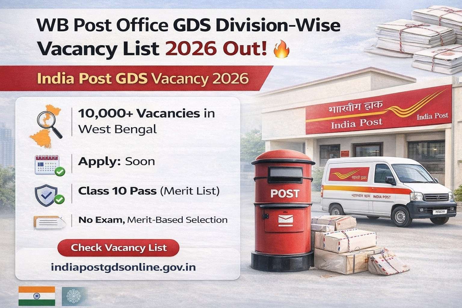 India Post GDS Notification 2026 WB Post Office GDS Division-Wise Vacancy List 2026 Released