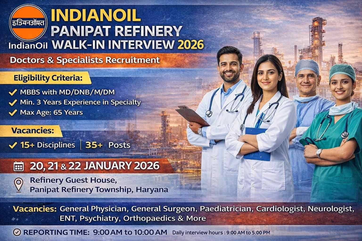 IndianOil Panipat Refinery Walk-In Interview