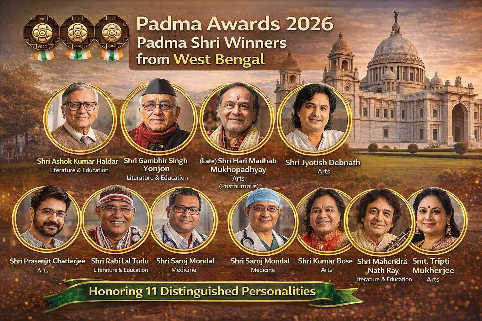 Padma Awards 2026 Full List of 11 people from West Bengal